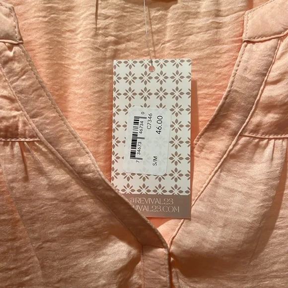 Kori Revival 23 women’s Small/Medium peach cap sleeve top NWT - Picture 5 of 7